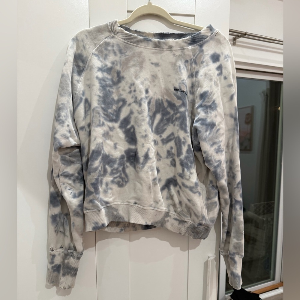 Spiritual Gangster Blue and White Tie-Dye Sweatshirt